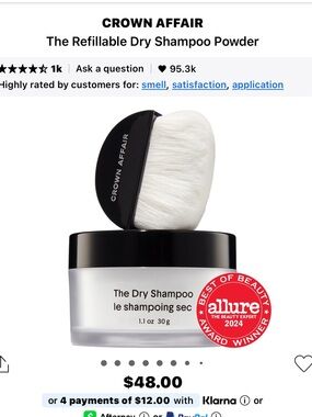 CROWN AFFAIR Refillable Dry Shampoo Powder